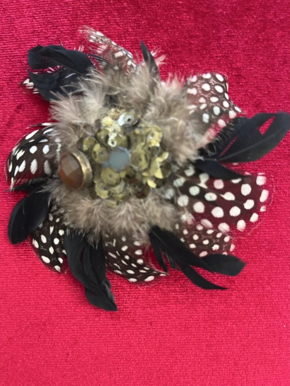 Feather Flower Hair Clip and Brooch Pin